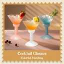 Plastic Martini Glasses 5oz 12 Pack, Vintage Cocktail Glasses with Crystal Texture High StemUnbreakable Coupe Glasses for Party (White)