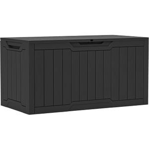 YITAHOME 100 Gallon Resin Deck Box, Weather Resistant Outdoor Storage Box, Lockable Indoor Outdoor Storage for Supplies and Essentials, Black