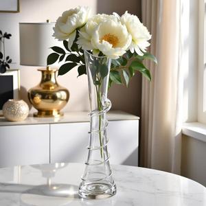 9.8 inches Glass Flower Vases - Modern Glass Vase for Table Centerpiece Vase Decor for Living Room,Library,Office
