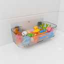 Bathtub Toy Storage  Clear Bath Toy Holder with Drainage Holes, Wall-Mounted No-Drill Organizer for Kids Tub Toys (Large)