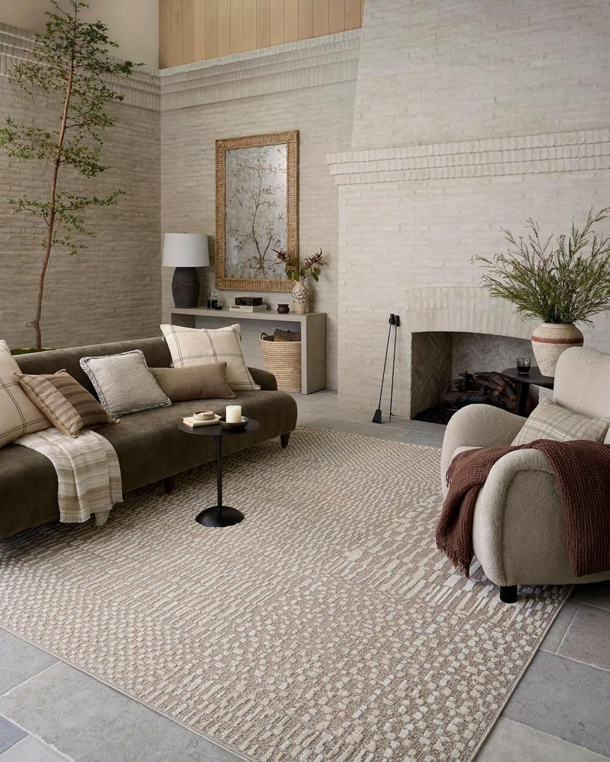 Loloi Amber Lewis Bexley Collection BEX-01 Natural/Birch 4'-0" x 6'-0" Accent Rug Neutral, Textured, Living, Bedroom, Dining, Carpet