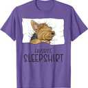 Favorite Sleepshirt, Napping Yorkshire Terrier Pajama T-Shirt (Small, Purple Heather)
