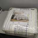 INK+IVY Comforter for Queen Size Bed, Chenille Tufted, Breathable Cotton Comforter Set Queen, All Season Modern Boho Comforter with Farmhouse Bedding Flare, 2 Matching Shams, Queen White/Navy 3 Piece