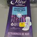 Poise Overnight Ultra Thin Incontinence & Postpartum Pads with Wings for Bladder Leaks, 8 Drop Extra Absorbent, Long Length, 60 Count (3 Packs of 20)