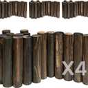 Wood Garden Edging, Natural Wooden Solid Log Fence Border Decorative for Flower Bed Barriers and Landscape Fencing, 11.8 in H x 3.0 ft L, 1.9 in Diameter (4PACK)