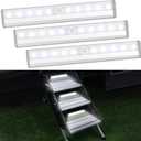 3 Pack Motion Sensor RV Step Lights, 10 LED Battery Operated Motorhome Motion Activated Light Strip, Magnetic Night Light Bar for Motorhome Travel, Trailers, Camper (White Light) (7.5)