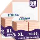 MKISS Bed Pads Disposable [50 Count] Adult Incontinence Underpads 30" x 36" Heavy Duty Absorbent Pee Pad, XL Chucks Leakproof, Extra Large Puppy Training Pad, Waterproof Baby Changing Pad