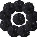 10PCS Silk Hydrangea Heads with Stems Artificial Flowers for Wedding Party Home Decor (Black)