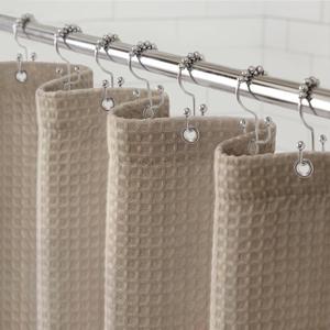 Awellife Waffle Shower Curtain, Beige Hotel Shower Curtains for Bathroom 230 GSM Heavy Duty Fabric Liner, 72" W X 72" L Inch (72"W x 72"L, Waffle-beige)