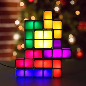 YHK Stackable Night Light, 7 Colors LED Puzzle Light, 3D DIY Magic Puzzle Night Light, Novelty Desk Lamp for Room Decor and Teens Ideal Gift (Plug)