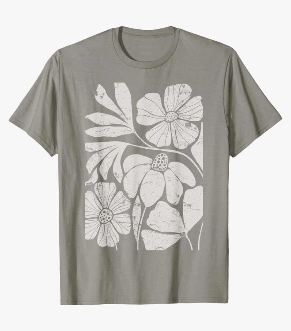 Wildflower & Daisy Vintage Boho Botanical Graphic T-Shirt Size XXL