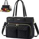 LOVEVOOK Insulated Lunch Tote Bag for Women, Work Bag for Women with Cup Holder, Large Capacity Teacher Bag with Laptop Compartment, Water Resistant Nurse Tote for Travel, College, 15.6 Inch Black