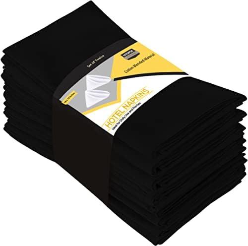 Utopia Kitchen Black Cloth Napkins [24 Pack, 20x20 Inch] Absorbent Cotton Blend Washable and Reusable for Dinner, Restaurant, Lunch, Wedding and Hotel