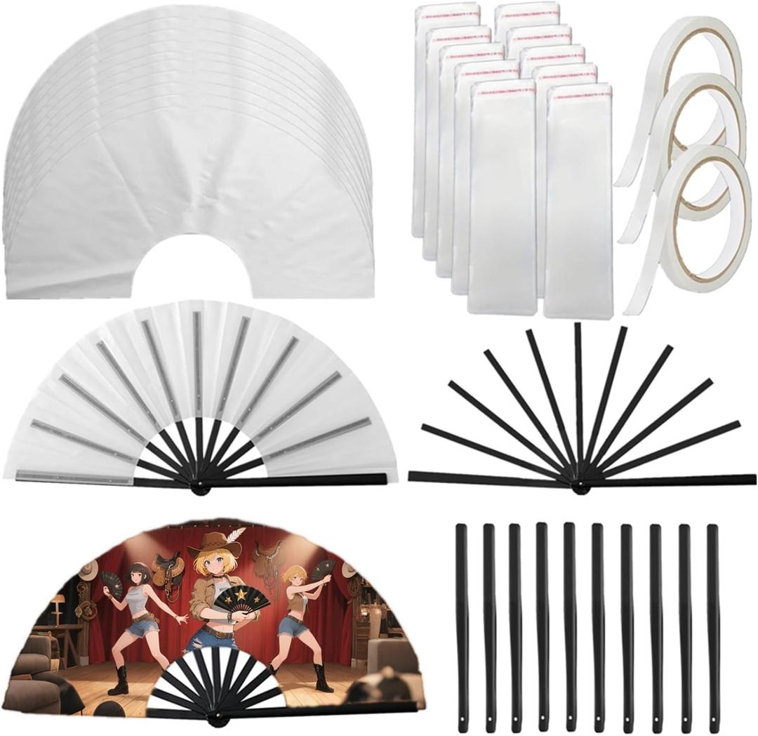33pcs Sublimation Hand Fan Blanks Bulk for DIY and Craft, Large Clack Handheld Fans for Line Dancing Disco Party and Cooling 33pcs Sublimation Hand Fan Blanks Bulk for DIY and Craft, Large Clack Handheld Fans for Line Dancing Disco Party and Cooling
