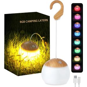 Camping Lantern, 4 Light Modes LED Camping Lantern with Hanging Hook Silicone Rechargeable Camping Light Battery Operated Waterproof Tent Light for Patio Garden Party Hiking Hurricane Emergency