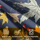 Bird Fall Pillow Covers 18x18 Set of 2 Navy Autumn Leaf Animal Print Pillow Cases Mushroom Acorns Pattern Outdoor Decorative Holiday Cushion Cover Rustic Decoration Farmhouse Home Sofa Couch Bed Decor