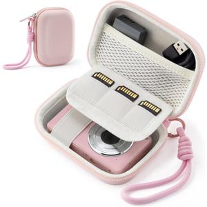 Camera Case for Digital Camera CAMKORY DC403 FHD 1080P/ KODAK PIXPRO FZ55/ FZ45, Small Travel Compact Camera Holder with Mesh Pocket for Accessories SD Card (Pink)