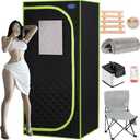 Portable Steam Sauna Box, Personal Home Sauna Tent, Thick Triple-Layer Insulated Oxford, 2.2L Steamer, Remote Control, Folding Chair, 15 Levels of Temp, Steel Pipe Bracket 2.63’ x 2.63’ x 5.8’