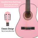 30in Beginner Acoustic Guitar Basic Starter Kit Tuner Bag Capo Strings Winders Strap Picks Student/Kids Guitar Pickguard with Gig Bag Pink