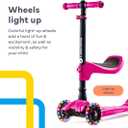 Lascoota 2-in-1 Kids Scooter with Seat - Adjustable Handlebar & 4 Heights Mini Scooter for Kids - LED Light-Up Wheels & Lean-to-Steer - Pink, 21.7 in L x 4.7 in W x 34 in H