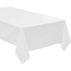 3 Pack Plastic Tablecloth Rectangle 54" X 108" Premium Disposable Table Cover for Party Birthday Wedding (White)