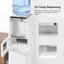 Electactic Water Dispenser with Ice Maker, Top Loading Hot & Cold Water Cooler for 5 Gallon Bottles, Child Safety Lock, Ideal for Home, Office, Garage – White