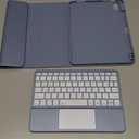 Harvopu Compatible for iPad 11th 10th Generation Case with Keyboard, Folio Cover with Pencil Holder, Multi-Touch Trackpad, 7 Color Backlit, Detachable Keyboard for iPad (A16) 11th/10th Gen (Blue)