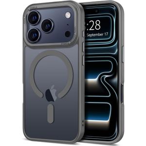 Hython Case for iPhone 17 Pro Max Case Magnetic Translucent Matte Phone Cases 6.9" [Compatible with MagSafe] Thin Slim Fit Shockproof Bumper Hard Protective Cover for Women Men Girls, Frosted Gray