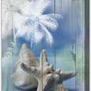 Acocifi Bathroom Wall Art, Coastal Wall Art for Bathroom, Blue Pictures, Starfish Seashell Canvas Print Artwork for Bedroom Living Room Nursery Home Painting Decor 12"x16"