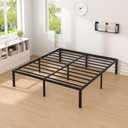 NEW JETO Metal Bed Frame,Queen Size Bed Frame with Storage Space,Heavy Duty Sturdy Mattress Foundation,Easy Assembly,No Box Spring Needed, Black,18 Inch,Queen