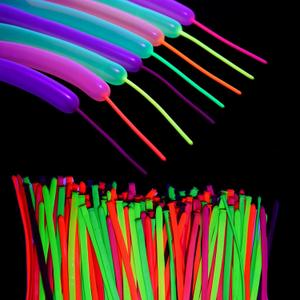 Glow King Neon Tying Balloons - Fluorescent Neon Glow Party Balloons for Tying Balloon Animals - Blacklight Reactive Party Supplies - Neon Party Decorations for Black Light Parties - (75)