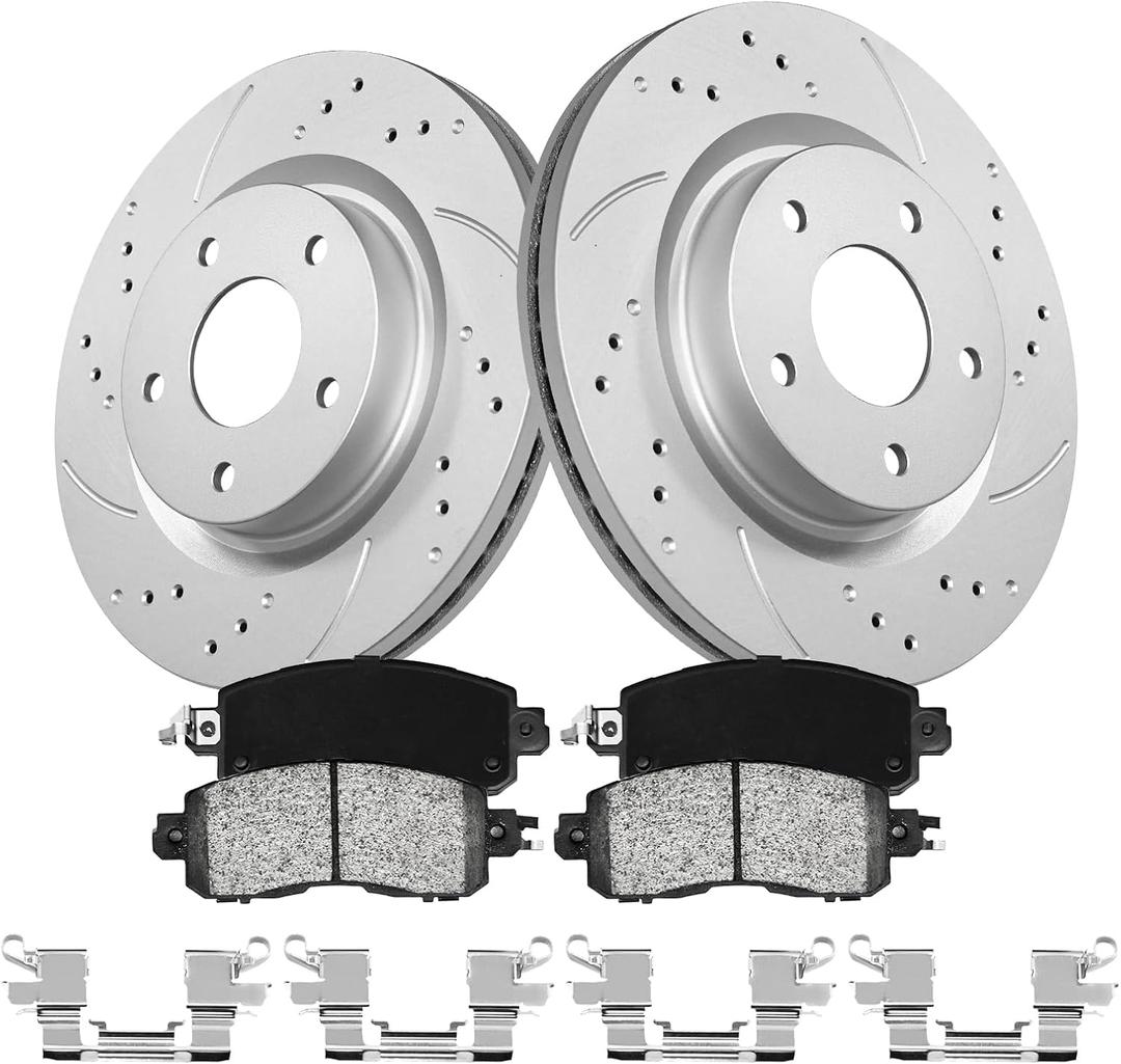 Front Brake Pads and Rotors Kit for Altima [ 2013-2023 ], Geomet Coated Brake Kit, Drilled and Slotted Brake Rotors Pads [ 11.6in ], Automotive Replacement Brake Kits 31464 D1650