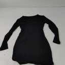 Women Long Sleeve Mini Dress Ribbed Boat Neck Bodycon Dress Club Party Tight Dress, Size S