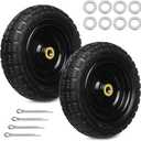 10 Inch Solid Rubber Tires, 4.10/3.504 Tire and Flat Free with 5/8" Bearings, 2.17" Offset Hub for GOR Garden Carts, Garden Wagon Carts, Trolleys, Hand Trucks and Utility Cart(2 Pack)