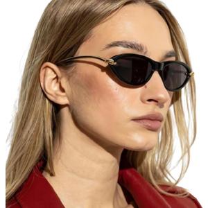 Chicid Retro Oval Cat Eye Sunglasses for Women Chic Metal Designer Sun Glasses