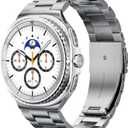 Metal Band Compatible with Samsung Galaxy Watch 8 40mm/44mm/Classic 46mm 2025,No Gap Business Stainless Steel Strap for Galaxy Watch8 Men Women,NOT for Other Models (SILVER)