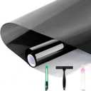 FuFin One-Way Window Privacy Film with Installation Tools,Premium PET Material, Heat Control 99% UV Blocking and Privacy Protection and Blackout Window Film (Black, 17.5Inch 78.7Inch)