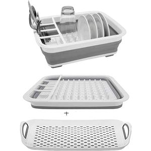 camper must haves dish drying rack Collapsible Dish Drying Rack Portable Dinnerware Drainer Organizer for Kitchen RV Campers Travel Trailers Space Saving Kitchen Storage Rack Tray (with Drainboard)