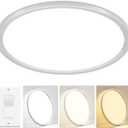 24'' Modern LED Ceiling Light Fixture - Ultra Thin Flush Mount, 50W 5000LM, Brushed Nickel - Perfect for Bedroom, Kitchen, Dining Room, Living Room, Home Office, Hallway.