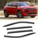 Window Visor for 2017-2025 Jeep Compass, Out-Channel Rain Guards Shields Vent Deflector Shade Wind Dark Smoke Ventshade Ventvisor for Compass 2018 2019 2020 2021 2022, Tape-On Outside-Mount, 4PCS