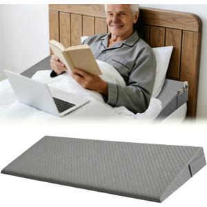 Twin Size Wedge Pillow for Sleeping - 6 Inch Bed Wedge Pillow for Acid Reflux, GERD, Sleep Apnea & Snoring Relief - High Density Foam Mattress Elevator for Back Pain, Post Surgery Recovery - Grey