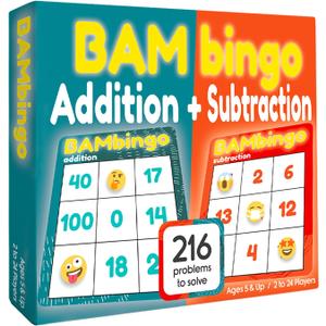 THE BAMBINO TREE Addition and Subtraction Facts Bingo Game - 1st 2nd & 3rd Grade Educational Math Learning for Classroom & Homeschool