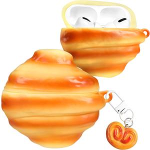 Boaretiu for AirPods Pro/Pro 2nd Generation Case - Cute KawaiiCroissant with Keychain for AirPods Pro & Pro 2 Case Cover Funny 3D Soft Silicone Fun Cool for Girls Women Teens Boys