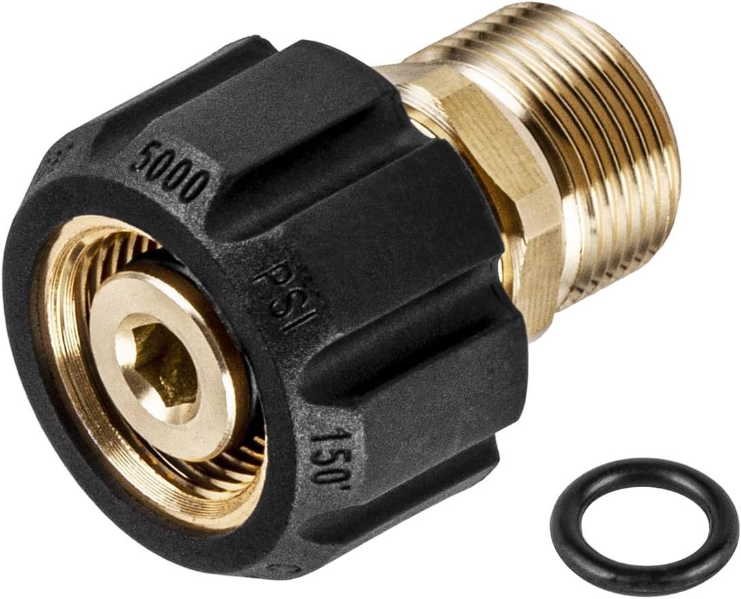 WOJET Pressure Washer Adapter, M22 15mm Female Thread to M22 14mm Male Fitting, 5000 PSI Power Washer Hose Coupler, Connect M22 14mm Quick Connect to Power Washer or Accessories with 15mm Outlet/Inlet