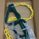 LadyRosian Gym Rings Trapeze Swing Bar 16", Heavy Duty 47" Chain Swing Set Accessories with Locking Carabiners, Monkey Bars for Backyard, Playground, Playroom (Green)