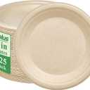 Vplus 125 Pack 6 inch Paper Plates 100% Compostable, Heavy-Duty Disposable Paper Plates Bagasse Natural Biodegradable Eco-Friendly Sugarcane(Nature)