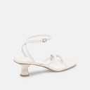 Juliet Holy Womens Strappy Sandals Kitten Heel Open Toe Slingback Ankle Strap Wedding Party Summer Heeled Sandals (White)