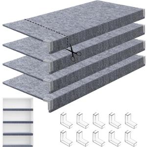 Maxdot 4 Pcs Wire Rack Covers 40 × 16 Inch Felt Gray Shelf Covers for Wire Shelving Shelf Liners 0.35 Inch Thick Removable Shelves Covering for Pantry Store Kitchen Removable Closet Office 40 × 16 Inch, Gray, 4