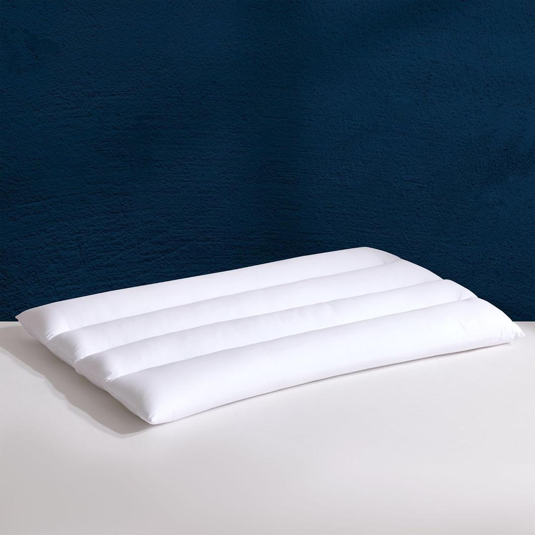 SLEEP ZONE Ultra Thin Pillow for Stomach and Back Sleepers, 2.5 Inch Flat Slim Design for Cervical Neck Alignment, 100% Cotton Cover SUSTANS Fiber Soft(Standard Pack of 1)