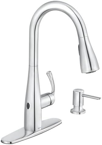 Moen Essie Chrome MotionSense Wave One-Handle Touchless Kitchen Faucet with Pulldown Sprayer and Soap Dispenser, 87014EWC